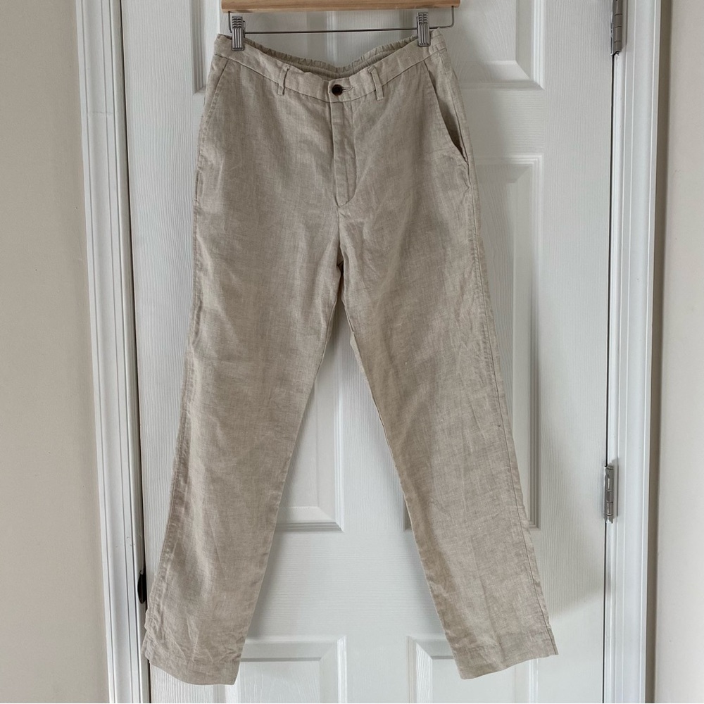 Zara 100% linen tan pants men's size M